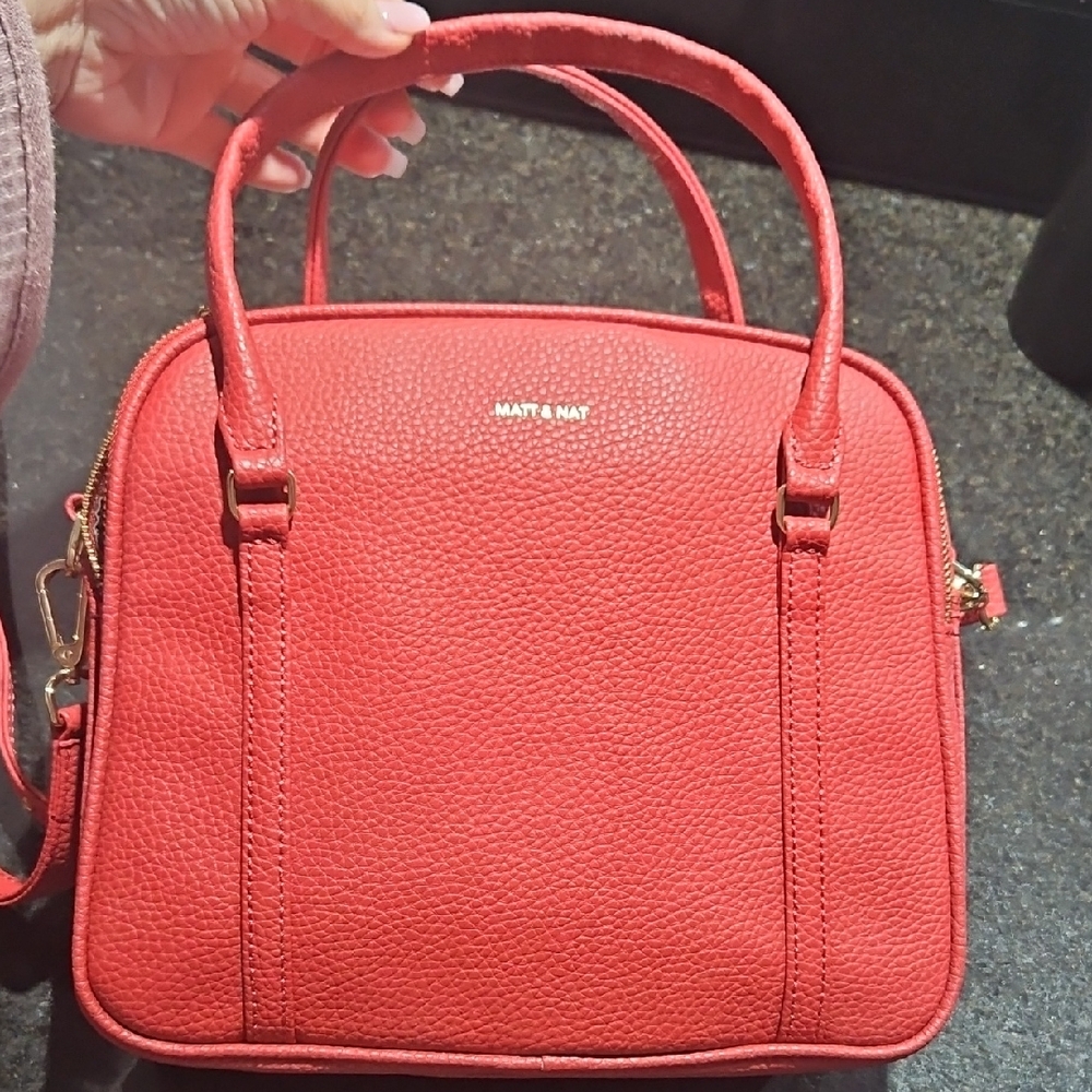 Matt & Nat Red Satchel Bag with Structured Design